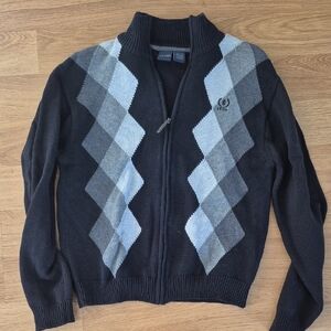 'Black and Gray Argyle Sweater